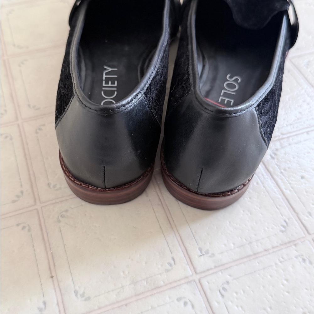Sole Society Black Velvet Strap Loafers Size: 10 - Picture 4 of 6